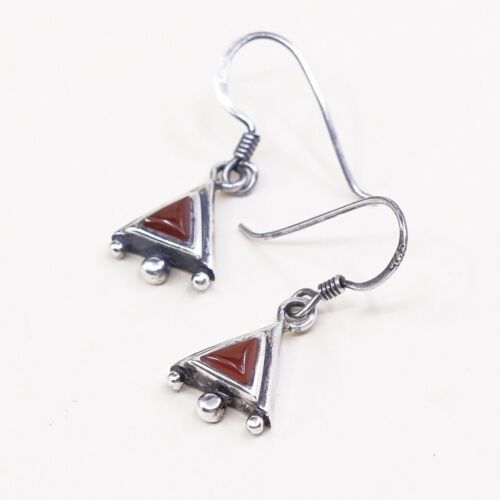 Amazing Southwestern handmade Sterling Silver earrings, 925 Carnelian Dangles