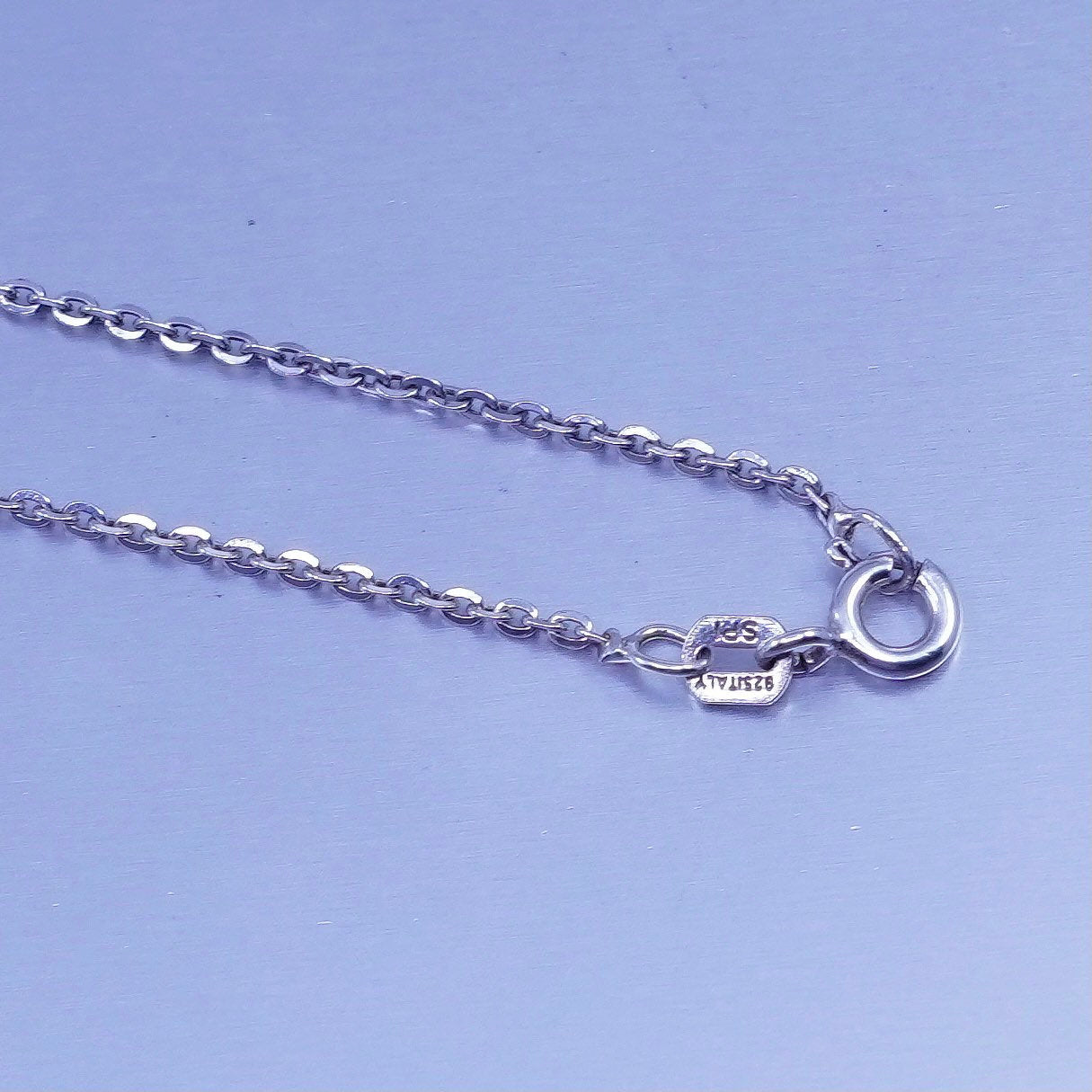18” 1mm, vintage Italy Sterling 925 silver flatten circle chain necklace
