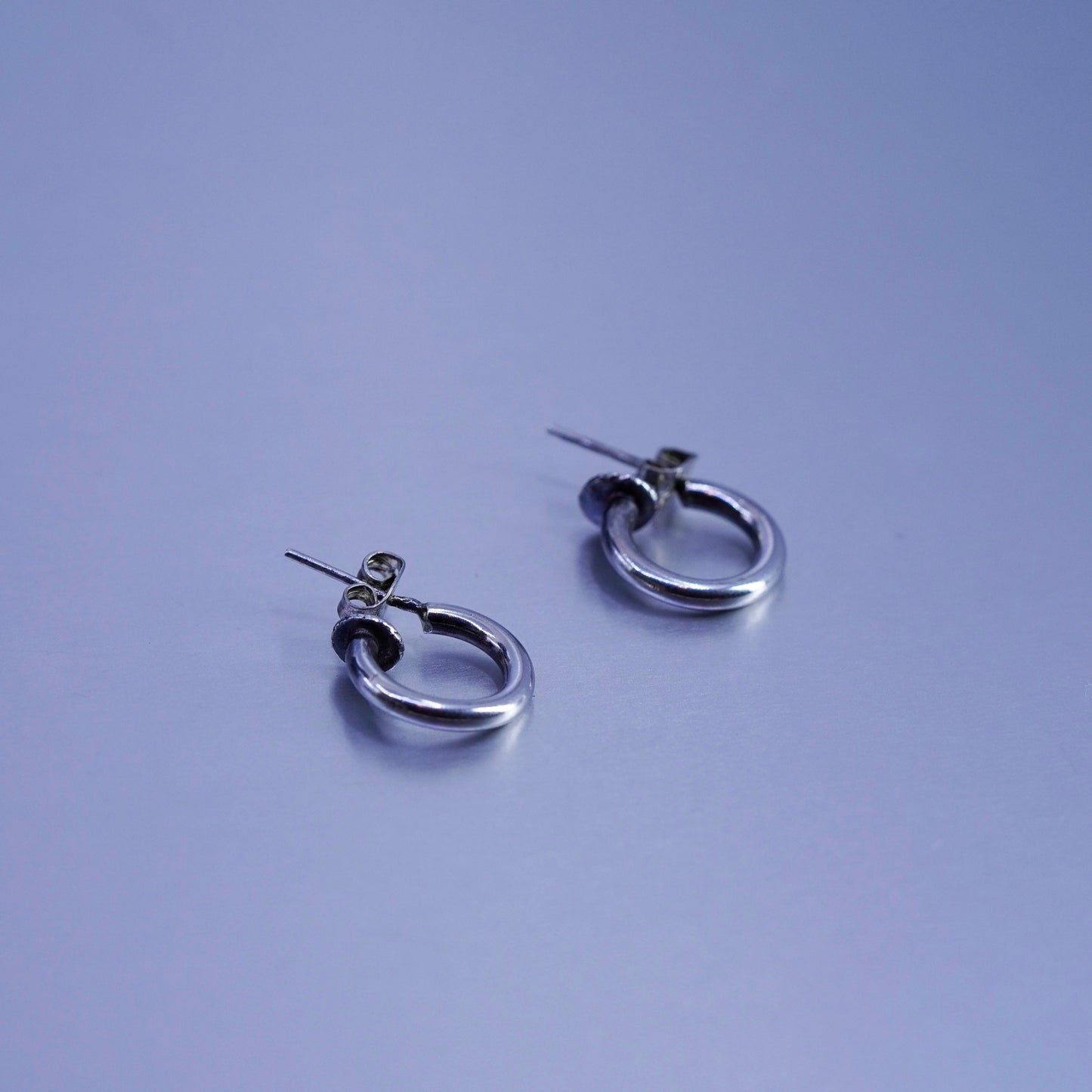 0.5”, vintage Sterling silver handmade earrings, 925 hoops