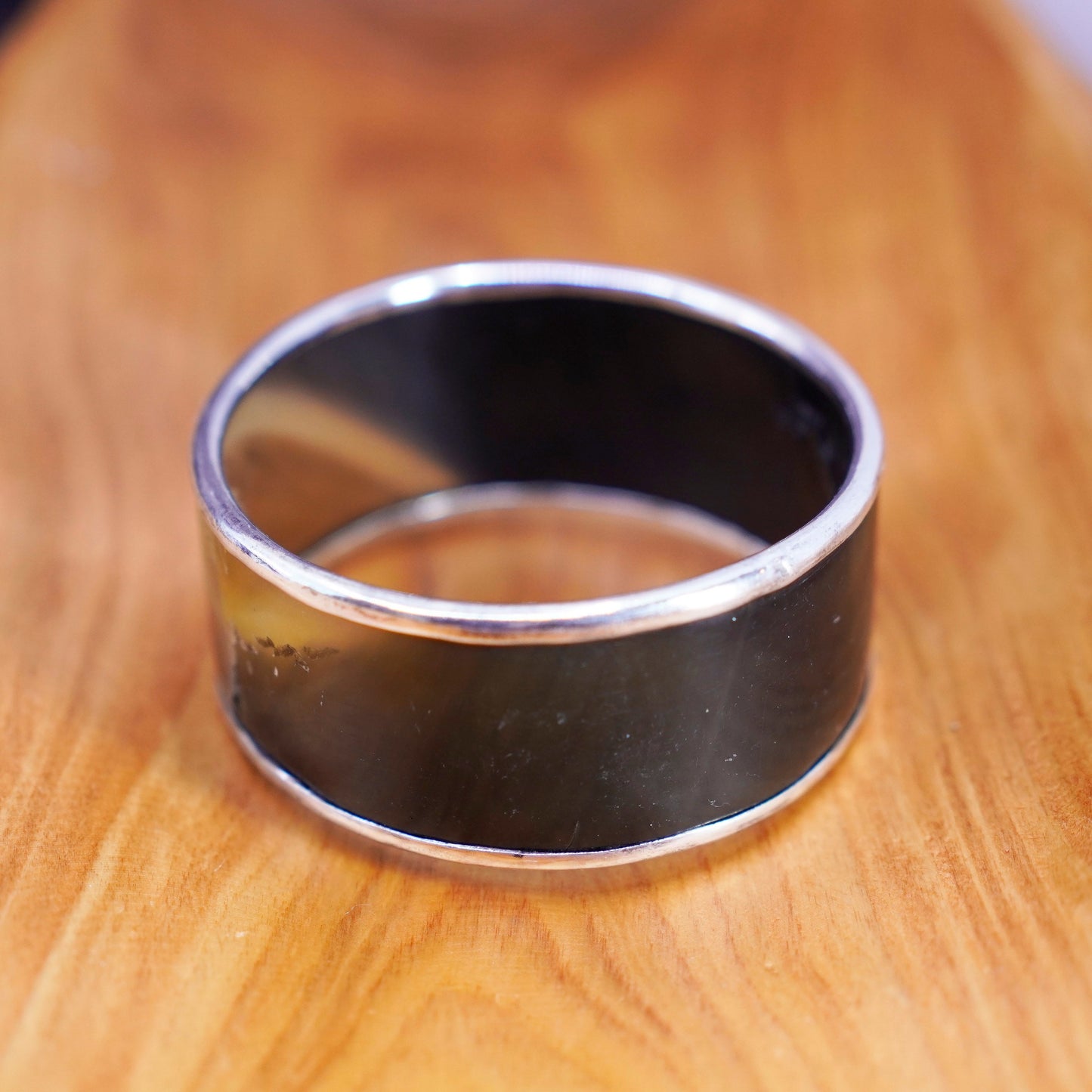 7”, Native American Sterling silver handmade bracelet, 925 bull horn bangle