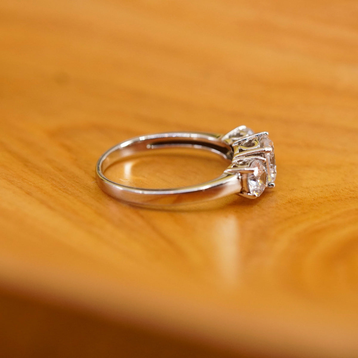 Size 8.25, vintage Sterling 925 silver anniversary ring with clear cz