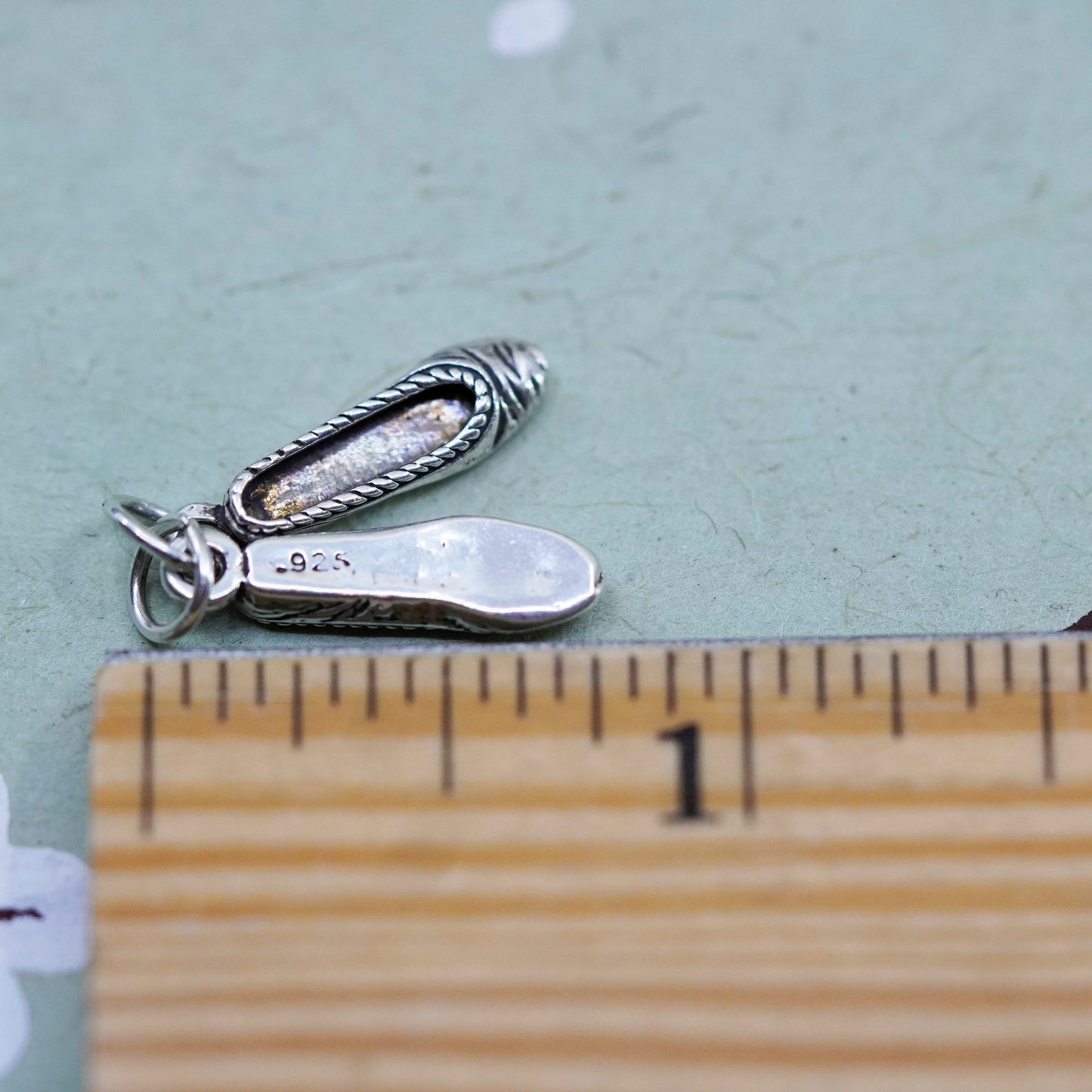 Vintage sterling silver handmade ballerina girl shoe charms, 925 pendant
