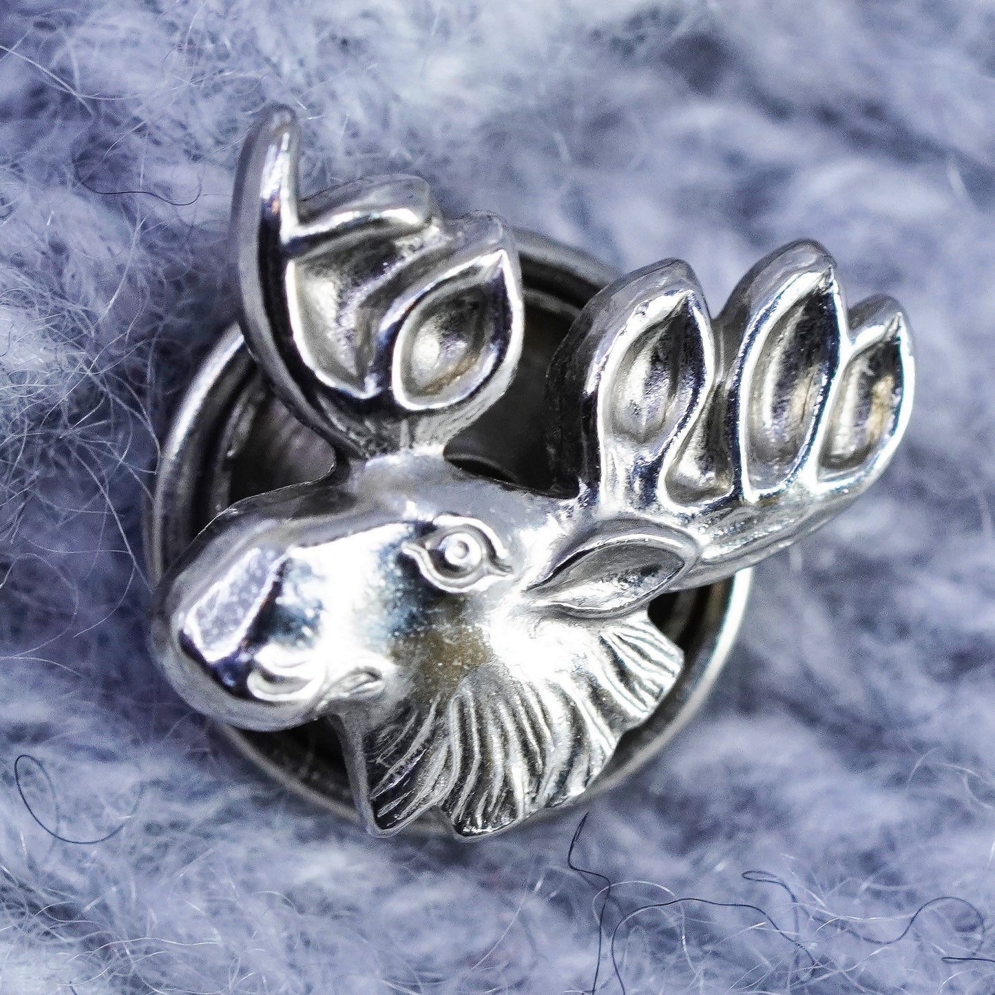 Vintage Sterling 925 silver deer elk pin, stamped Sterling