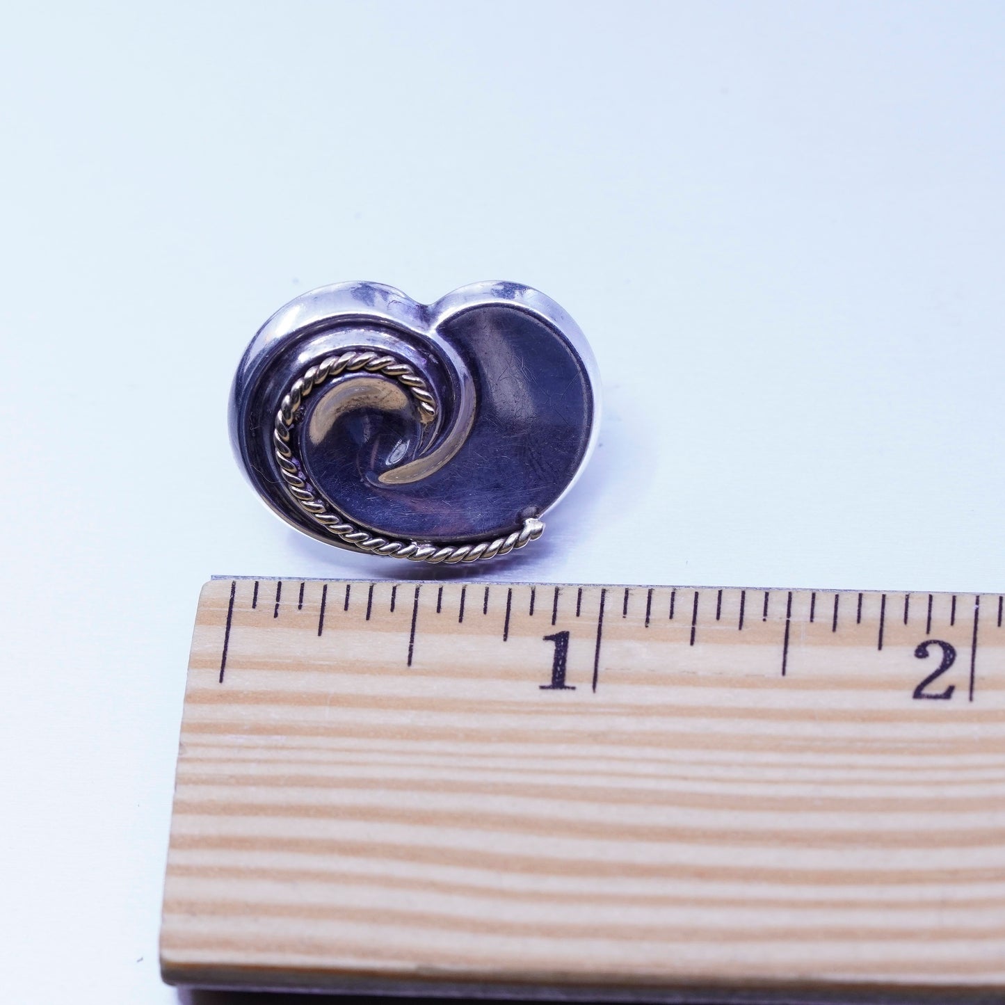 Vintage designer 14K cable swirly Sterling 925 silver handmade earrings, studs