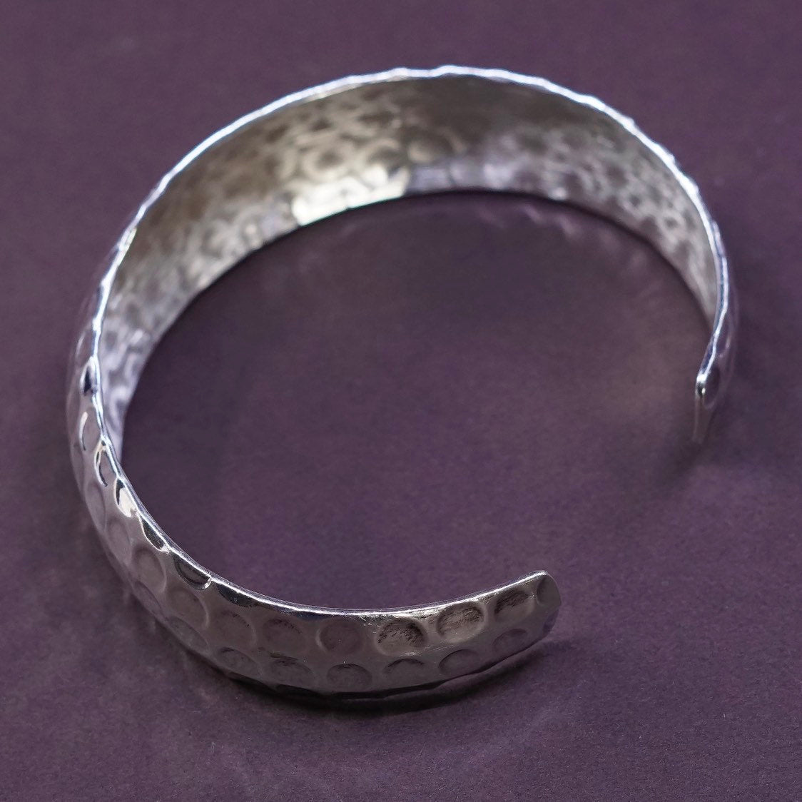 6.25", vtg Sterling silver handmade bracelet, mexico 925 cuff w/ hammered