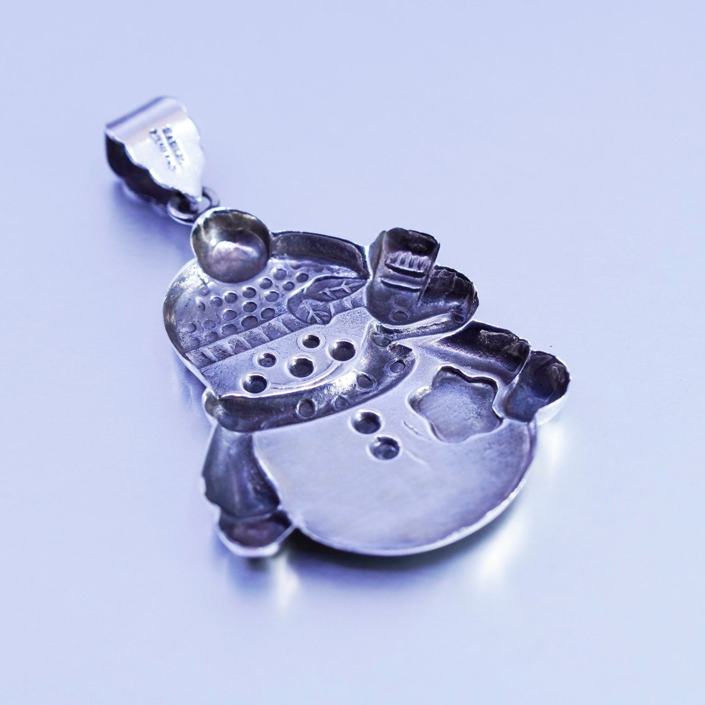 Antique Sterling silver handmade charm, 925 snowman pendant