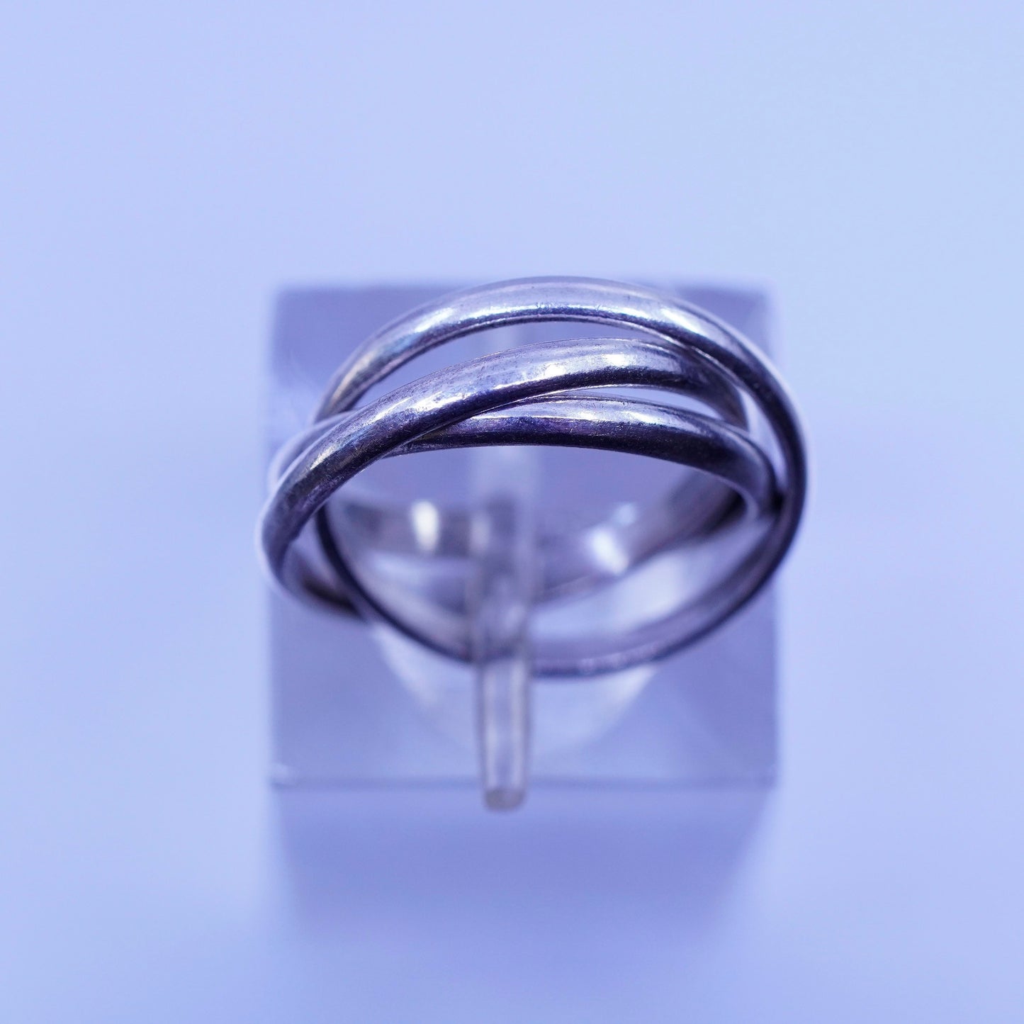 Size 3, vintage southwestern Sterling 925 silver entwined ring, multi band