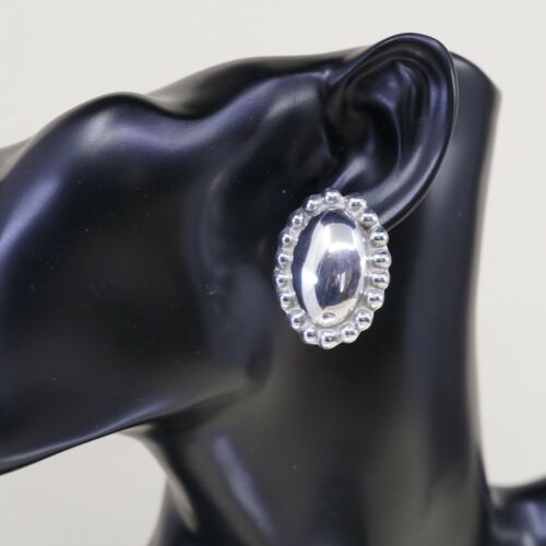 VINTAGE Mexico Handmade Sterling Silver, Solid 925 CLIP ON EARRINGS W Beads