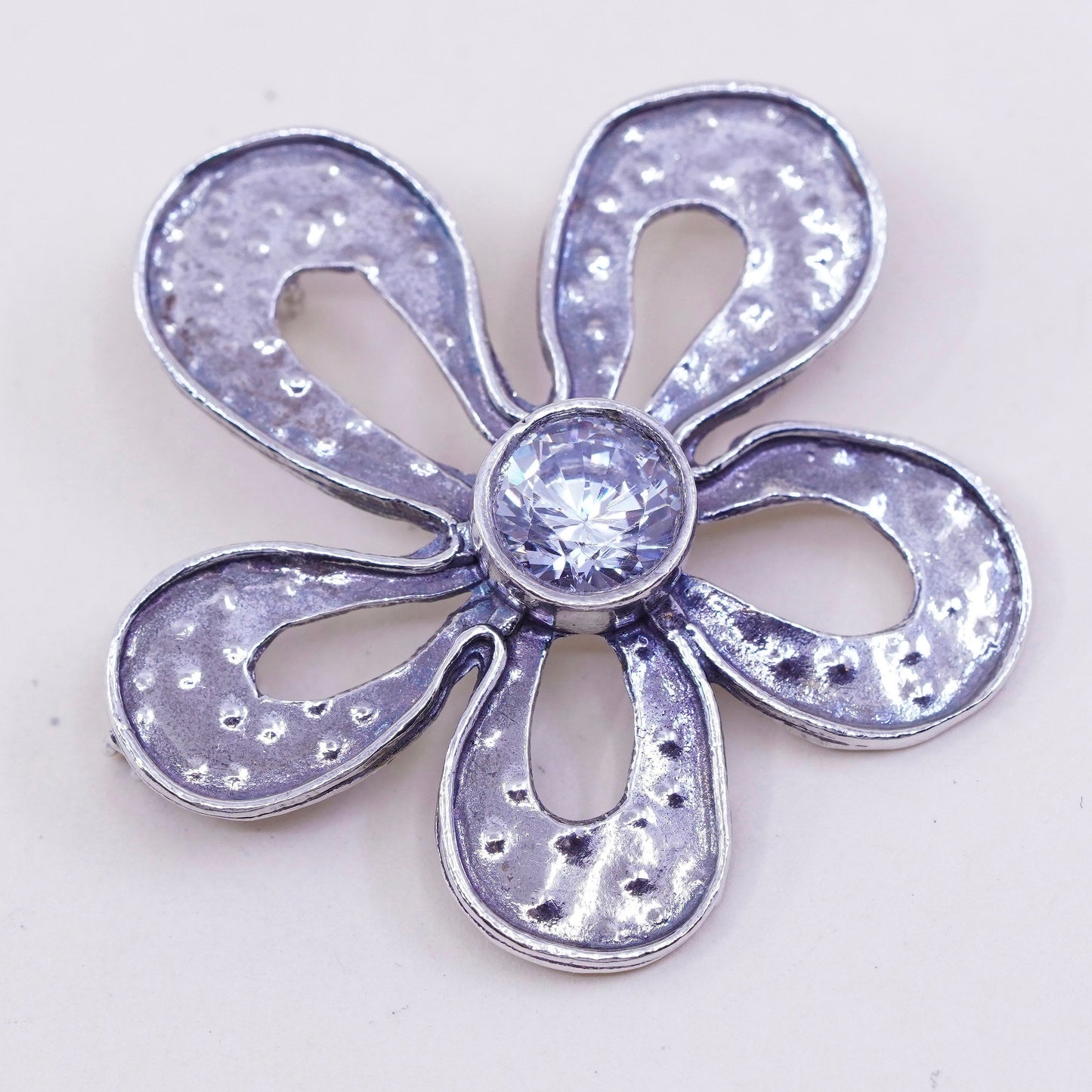 Vintage silpada sterling silver handmade pendant, 925 flower with Cz