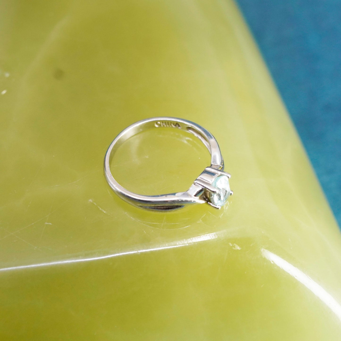 Size 6, vintage Sterling silver handmade ring, 925 stackable ring with topaz
