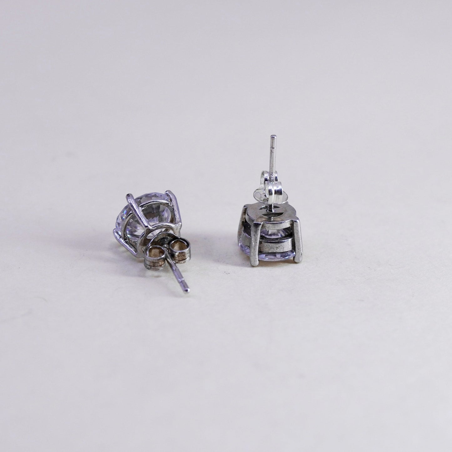 8mm, Vintage sterling 925 silver genuine cz studs, filigree earrings