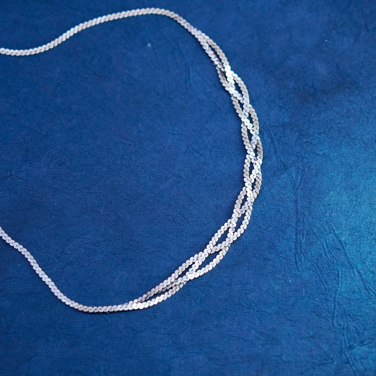 18”, 1.6mm, vintage Sterling silver handmade necklace, 925 woven s link chain