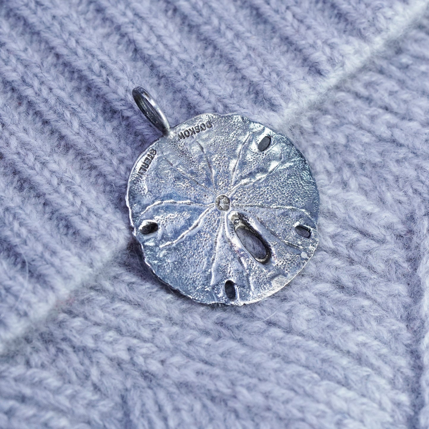 Vintage Doskow Sterling silver handmade charm, 925 sand dollar pendant