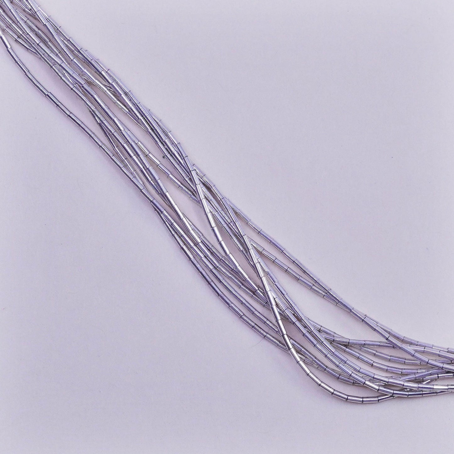 24”, liquid Sterling 10 strands necklace, Native American 925 liquid silver