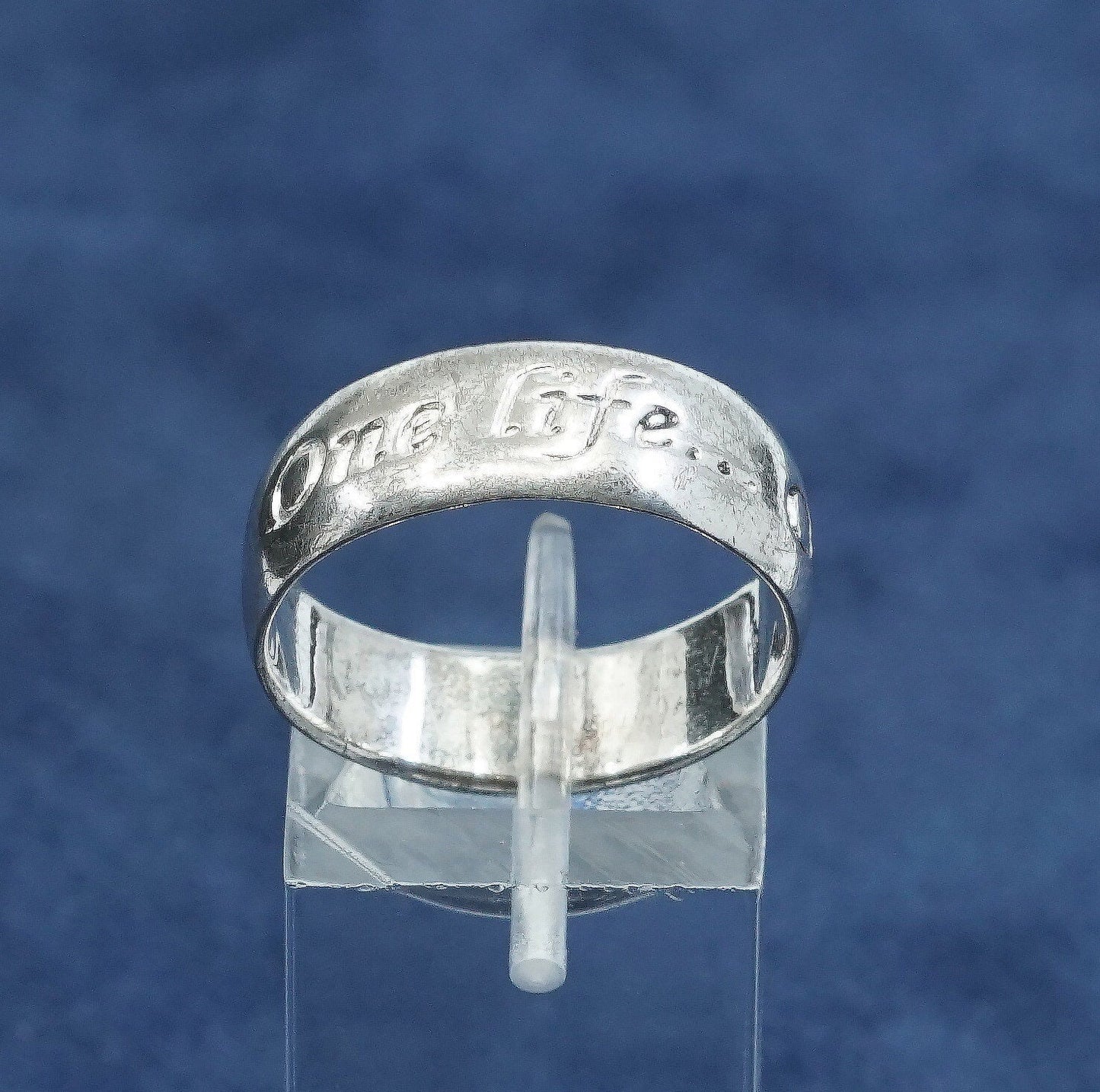 sz 9.25, vtg Sterling silver handmade ring, hopi 925 band “one life one love”