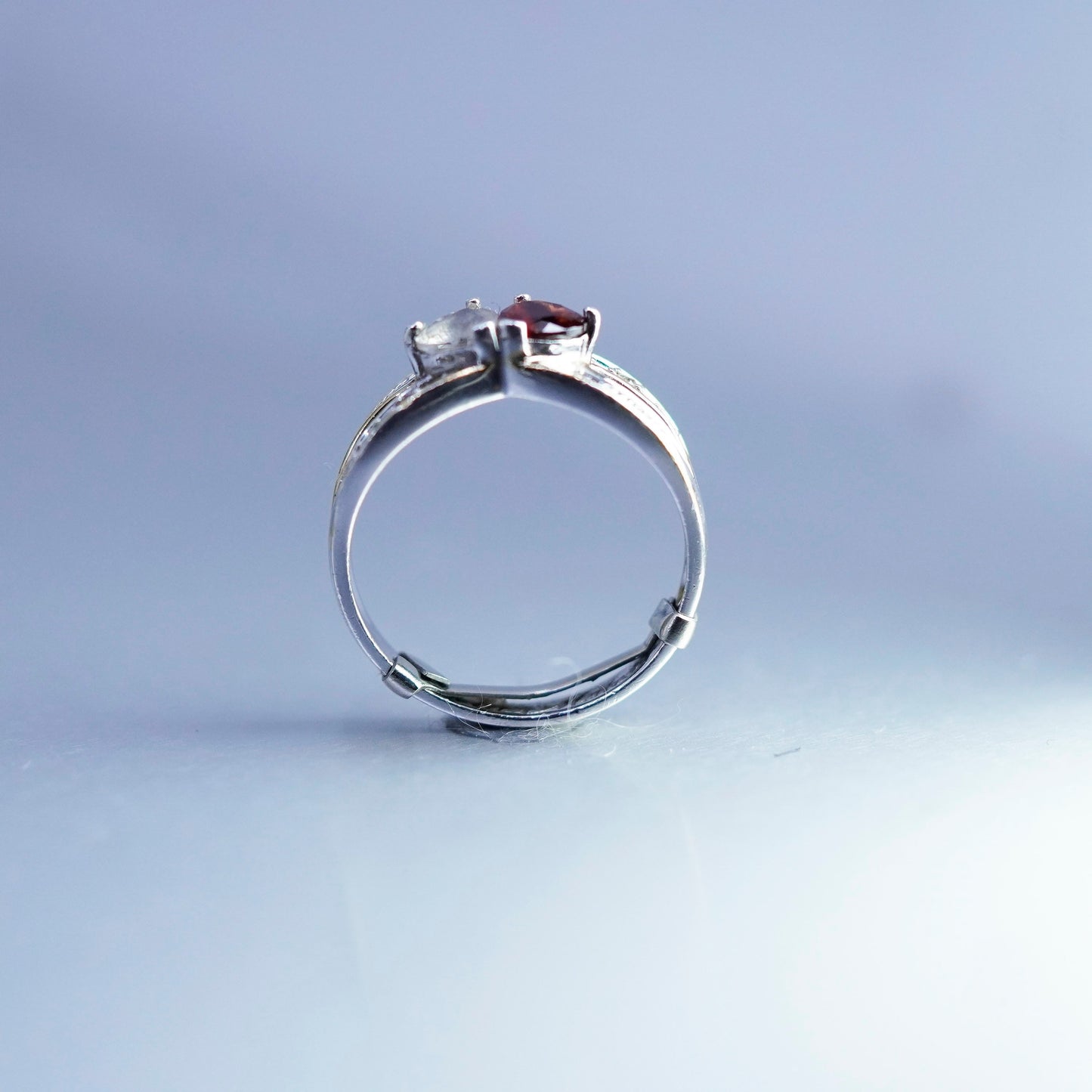 Size 8, Sterling 925 silver ring with ruby rose quartz engraved “Kayla Tyler”