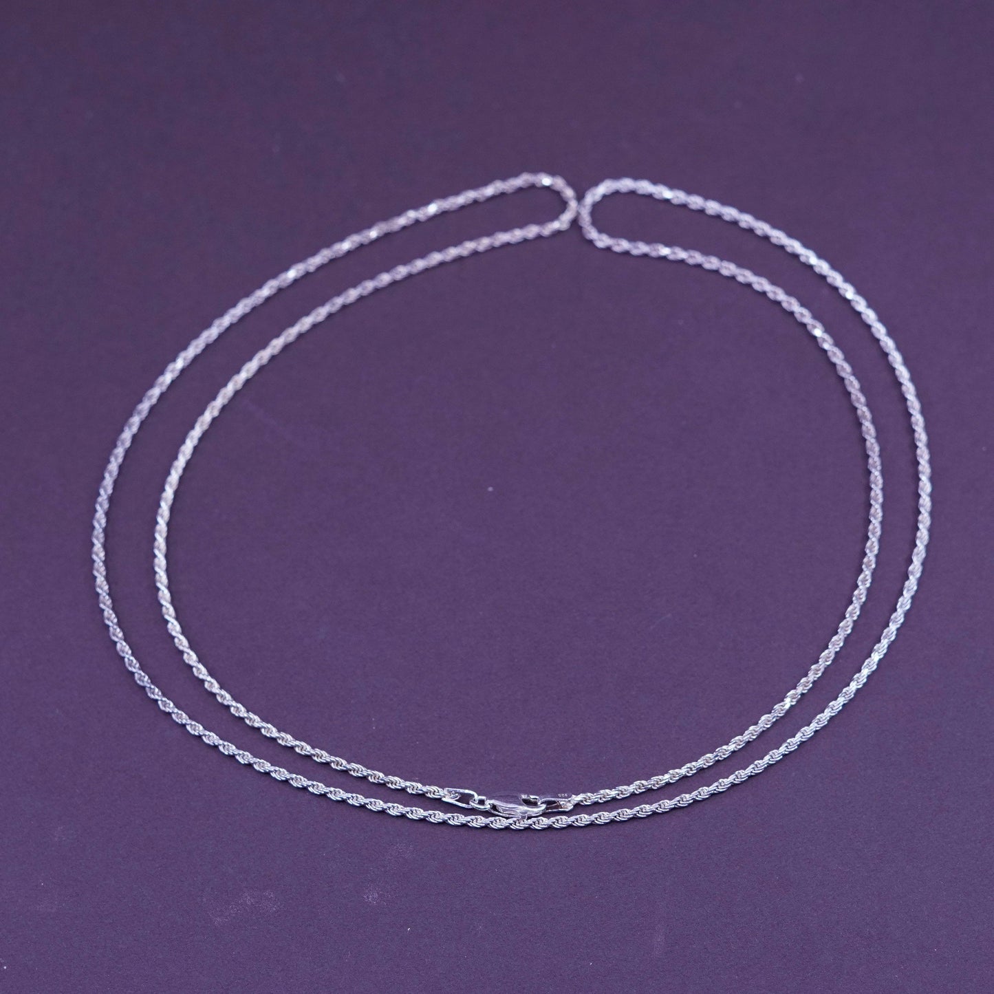 30”, 2mm, vintage Sterling silver necklace, Italy 925 rope chain