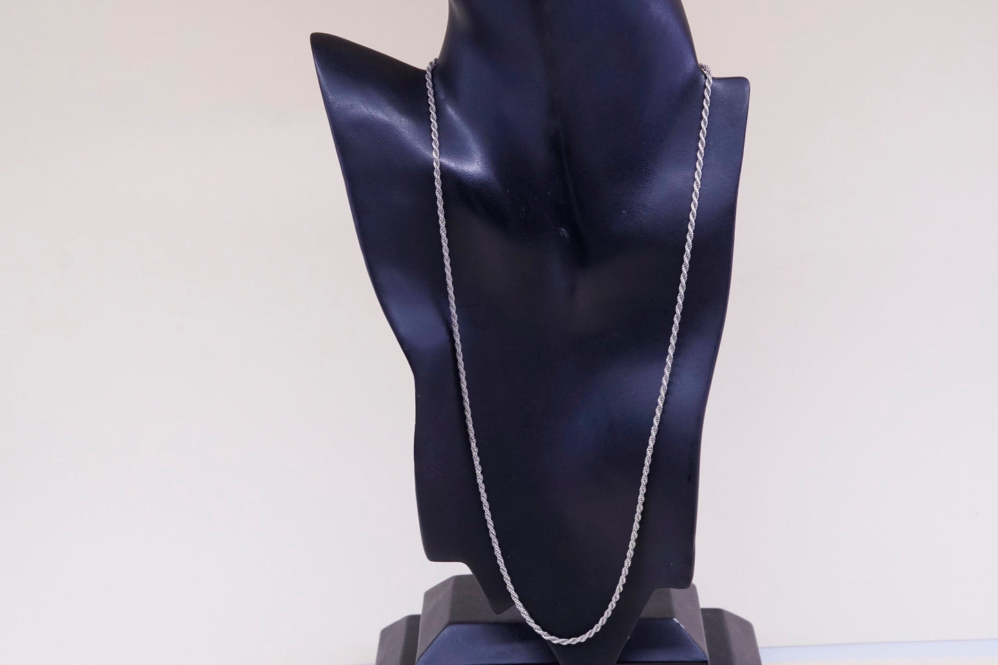 24”, 2mm, vintage SU Sterling silver necklace, 925 French rope chain