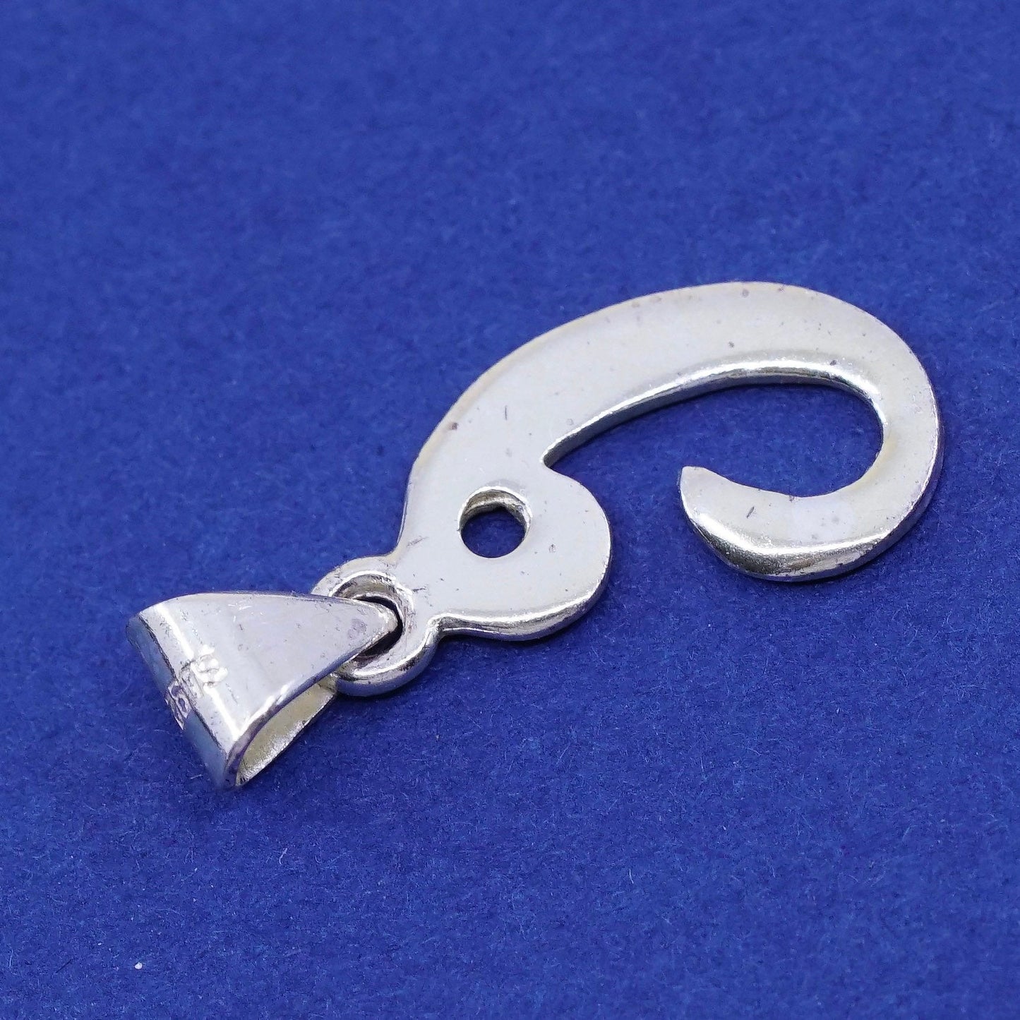 Vintage sterling silver handmade pendant, 925 initial charm, letter “C”