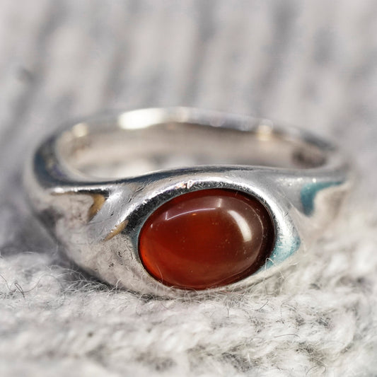 Size 6, vintage michael dawkins jewelry Sterling Silver 925 Red Carnelian Ring