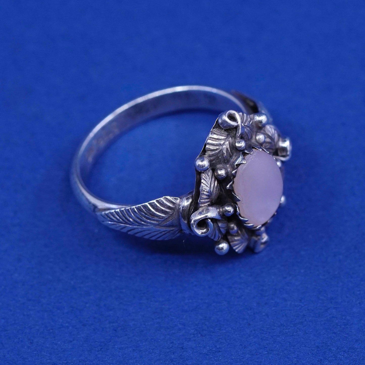 sz 5.75, southwestern Sterling 925 silver handmade heart ring w/ pink MOP