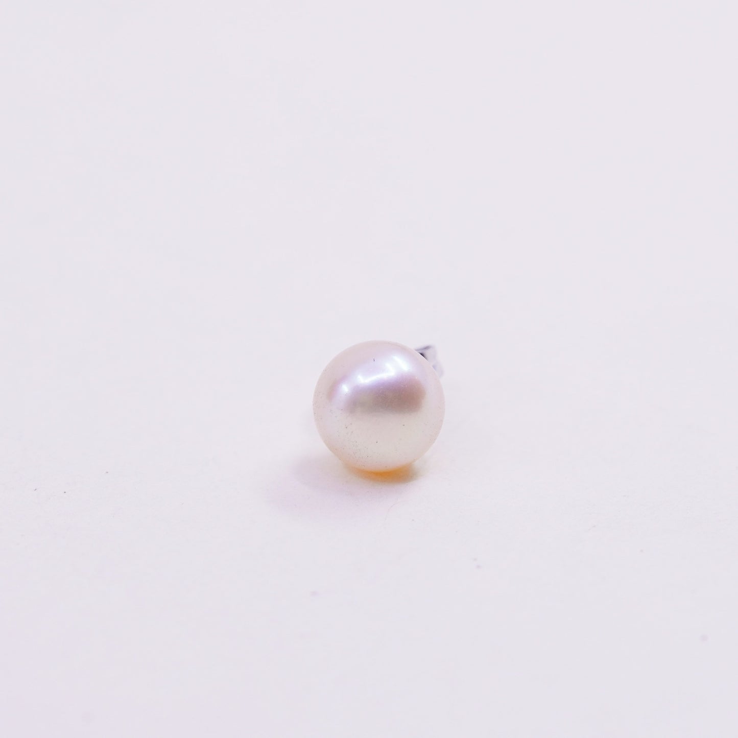 Vintage sterling silver earrings, 925 studs with orange pearl