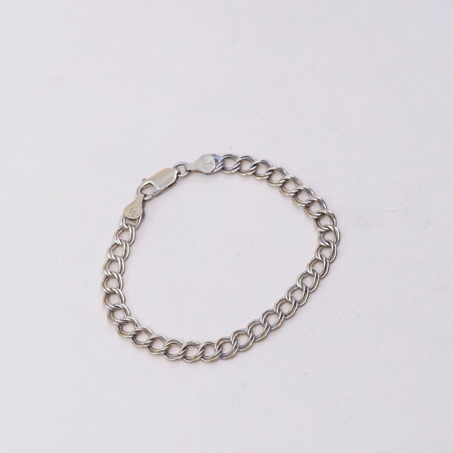 7”, Vintage vermeil gold over sterling silver double curb chain, 925 bracelet