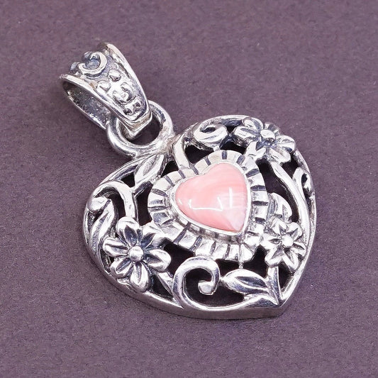 VTG Sterling silver handmade pendant, 925 filigree pendant w/ agate