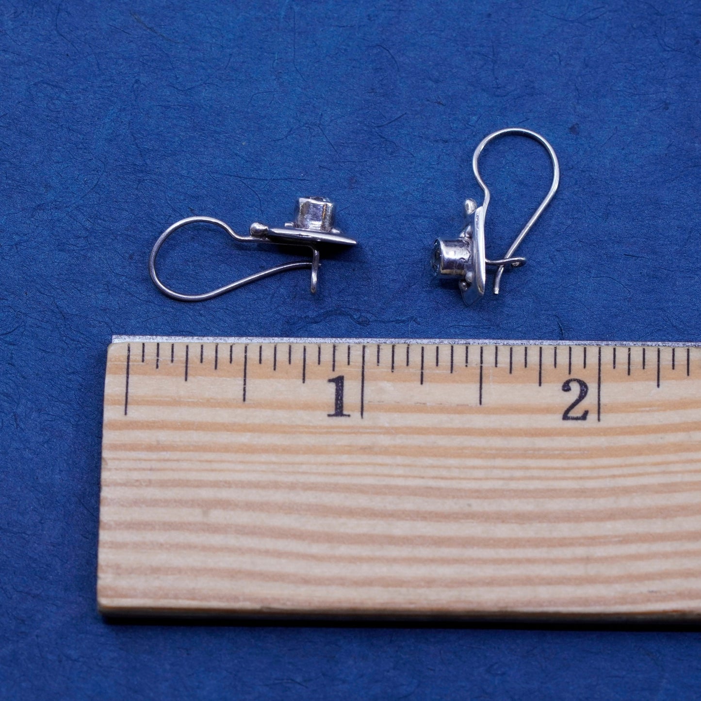 Vintage sterling 925 silver earrings with cz dangles