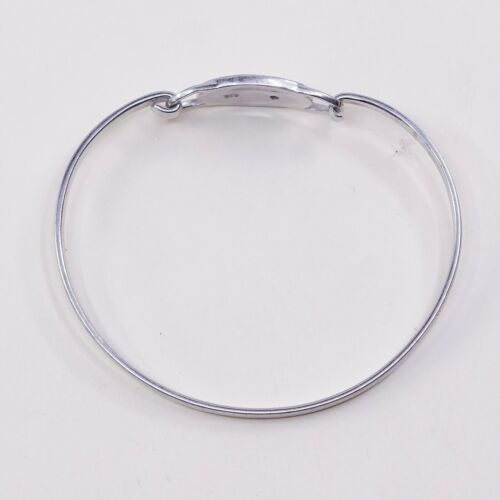 7”, Sterling 925 Silver Handmade Bracelet, Hinged Bangle Embossed Leaf N Diamond