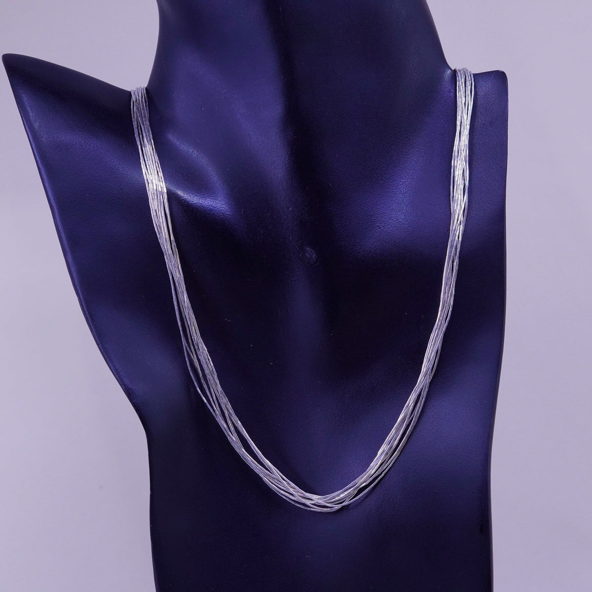 24”, liquid Sterling 10 strands necklace, Native American 925 liquid silver