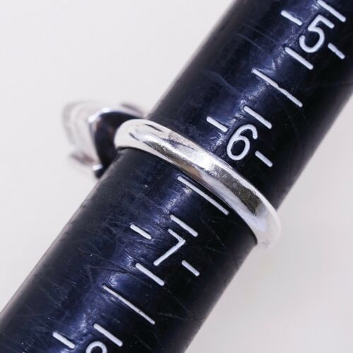 Size 6.5, Vtg b sucherman Two Tone Sterling 925 Silver Handmade Ring W/ Brass