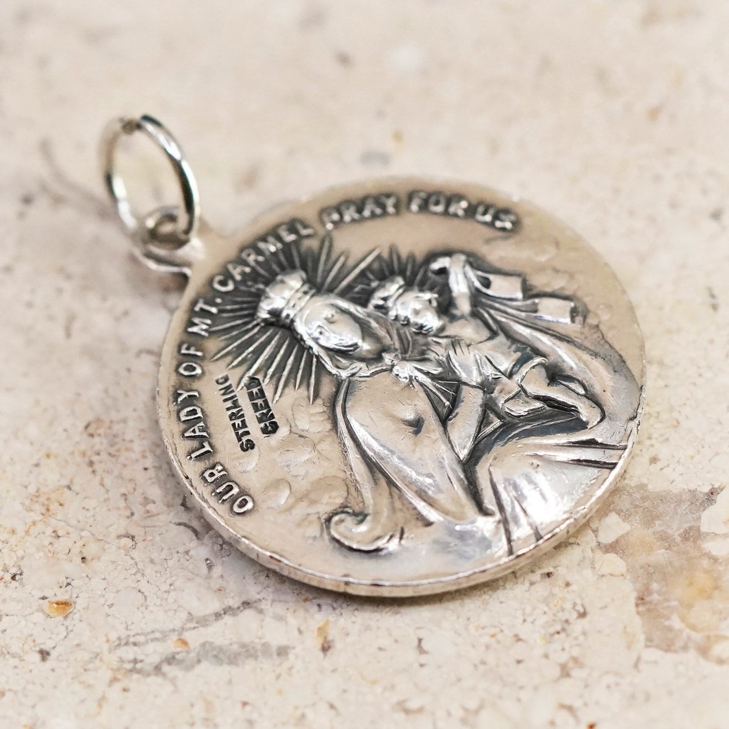 Sterling silver pendant, 925 tag with Jesus “our lady of mt. Carmel pray for us