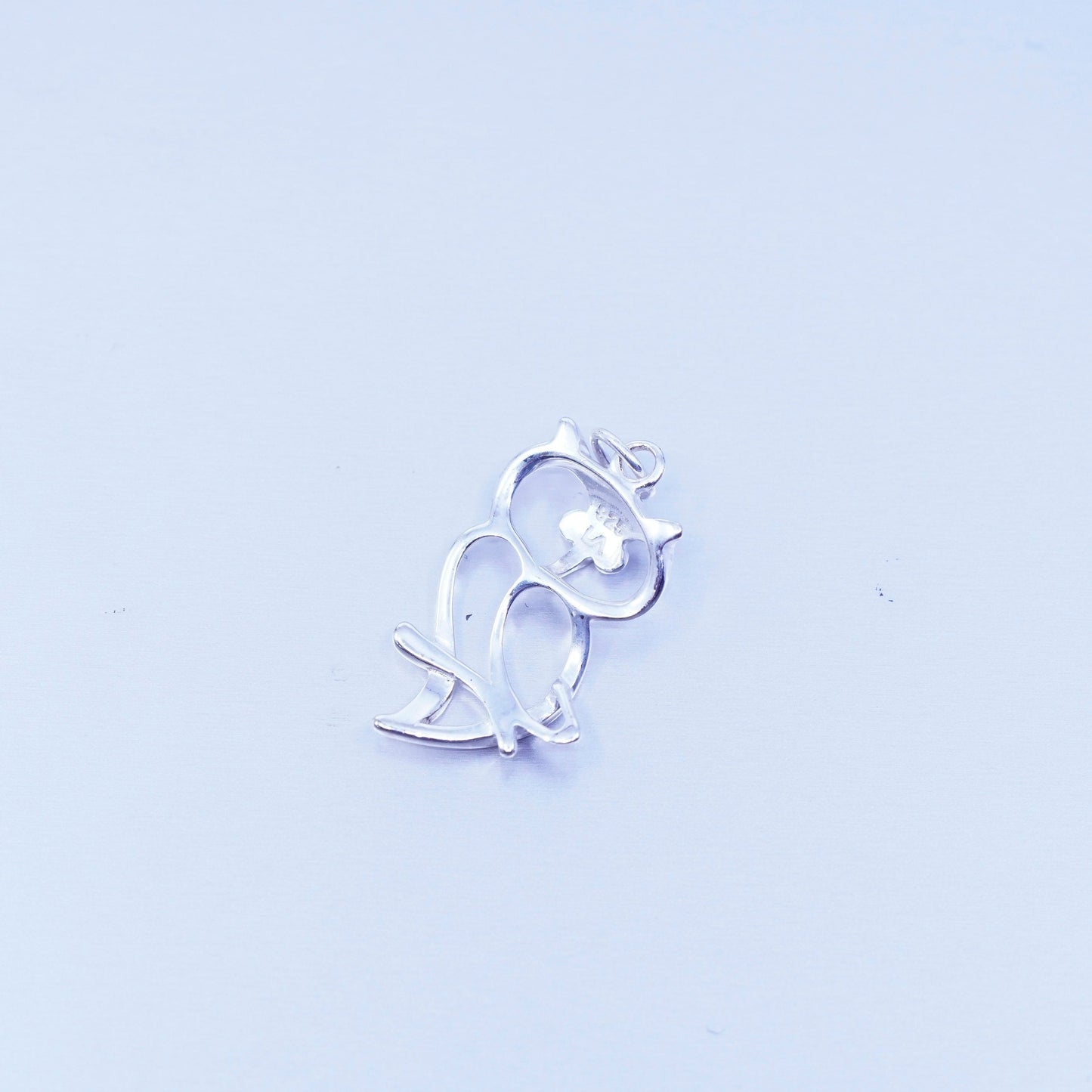 Vintage sterling 925 silver handmade owl Halloween pendant charm