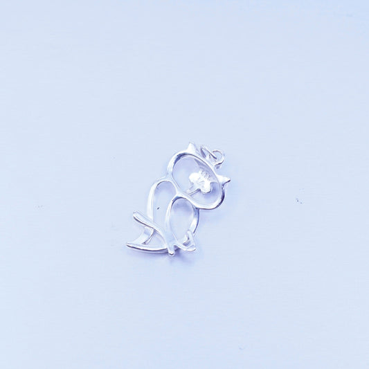Vintage sterling 925 silver handmade owl Halloween pendant charm
