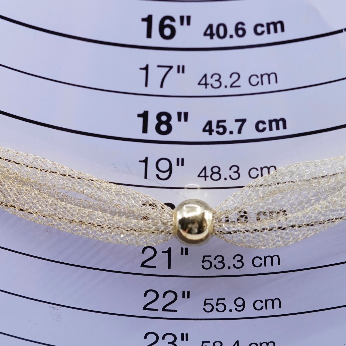 18+2”, vintage italy Sterling silver mesh chain with bead, vermeil gold over