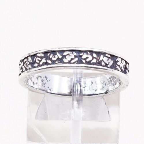 Size 8, Vtg Sterling Silver Handmade Ring, 925 Band W/ Flower Floral Embossed