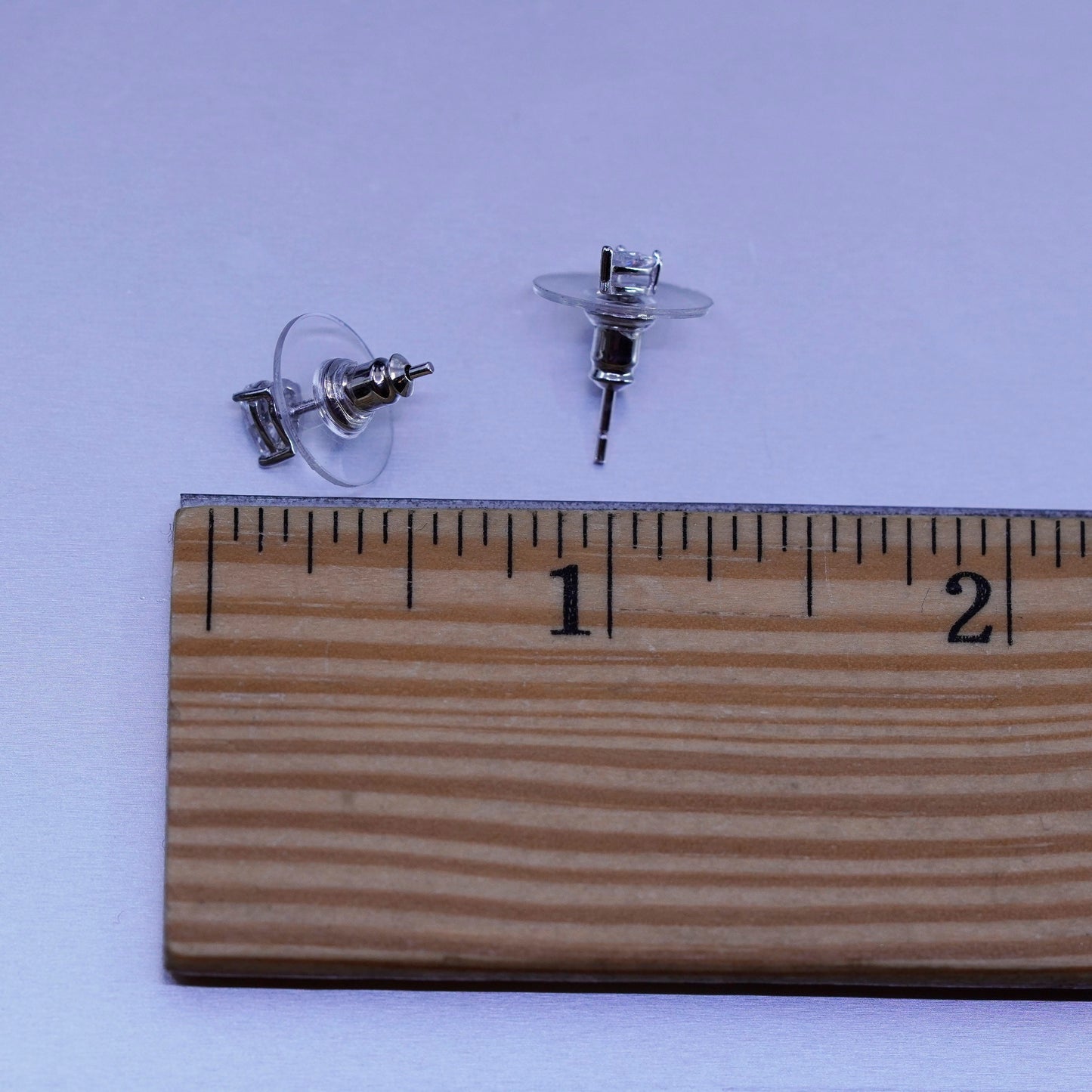 Vintage Sterling 925 silver handmade earrings, teardrop cz studs