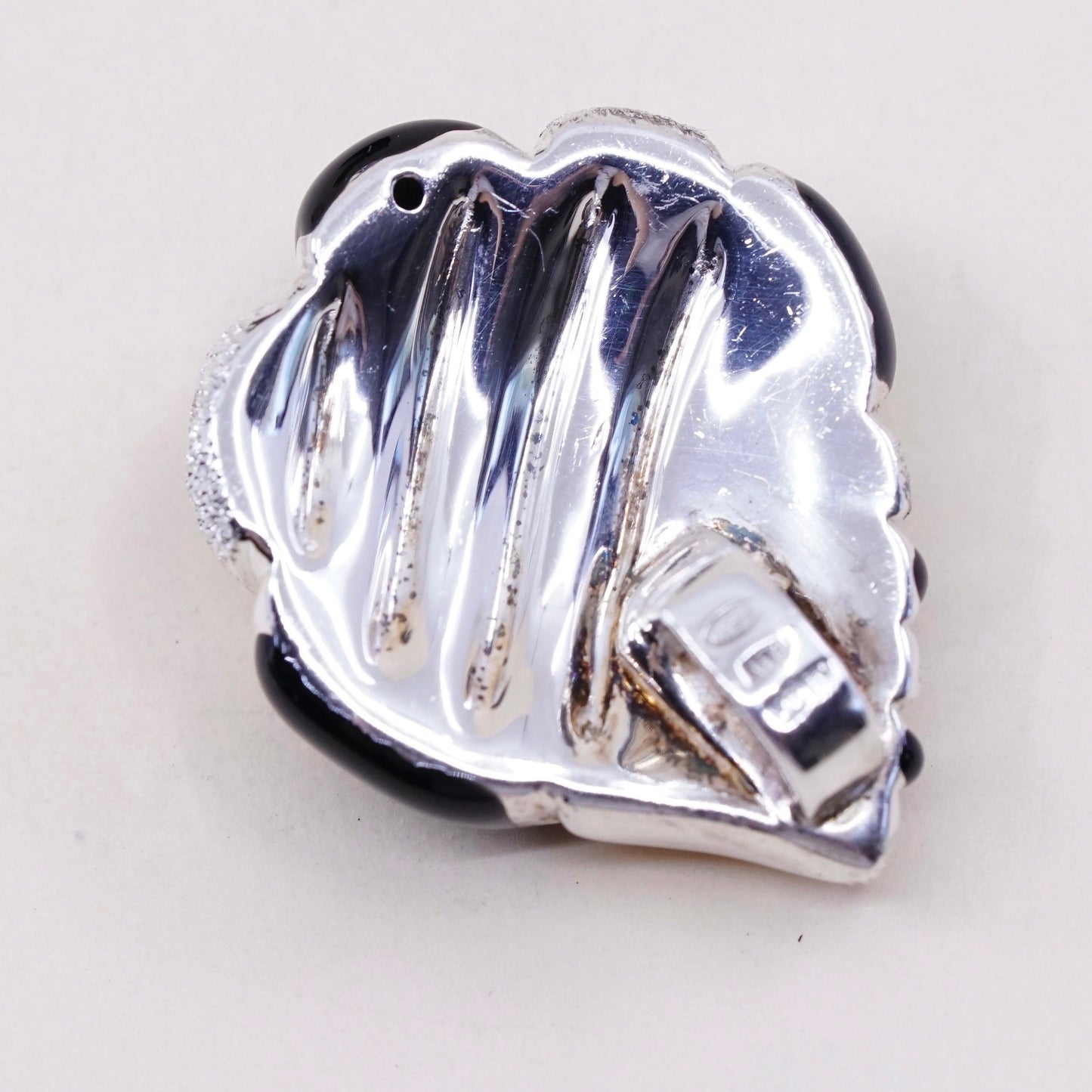 vintage milor two tone sterling silver handmade wavy ribbed teardrop pendant