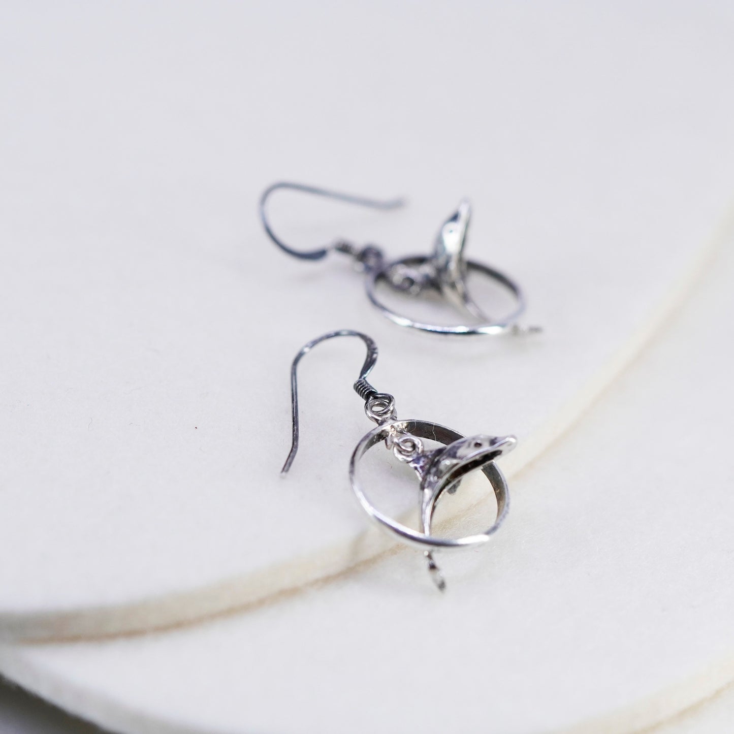 Vintage Sterling 925 silver handmade dolphin earrings