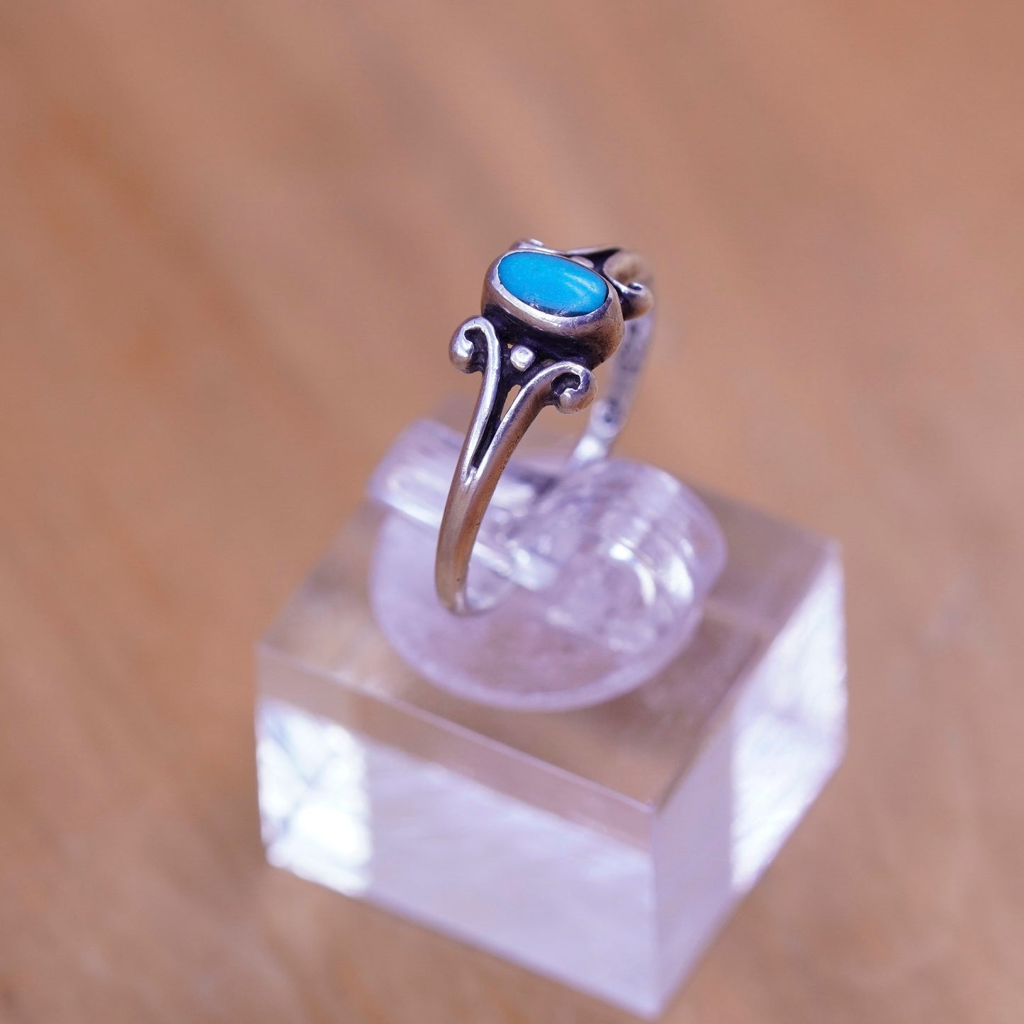Size 6.5, vtg Sterling 925 silver handmade ring turquoise, southwestern jewelry