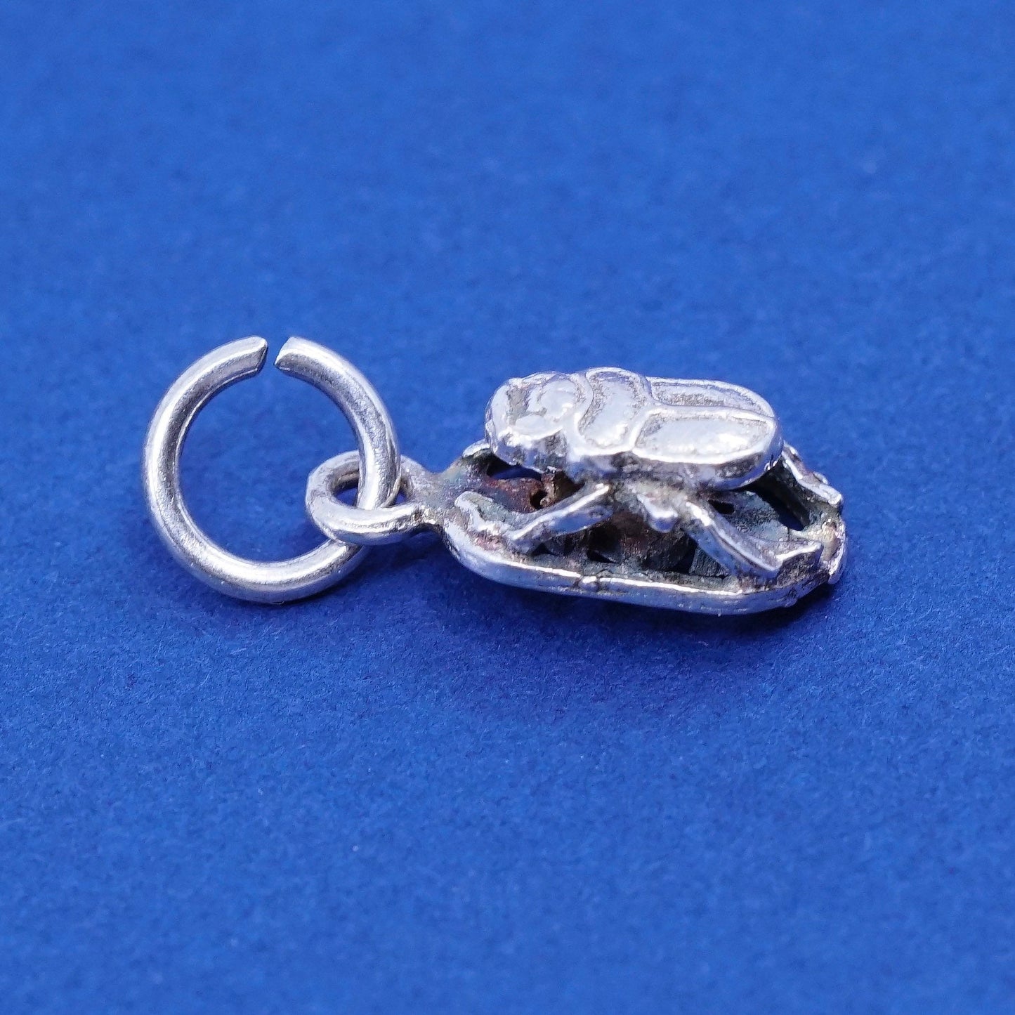 Vintage Sterling silver handmade pendant, 925 beetle charm