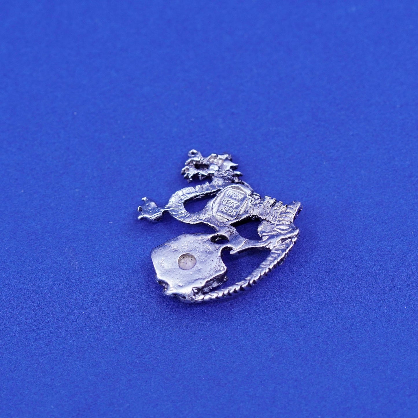 Vintage new leaf sterling silver handmade pendant, 925 dragon charm