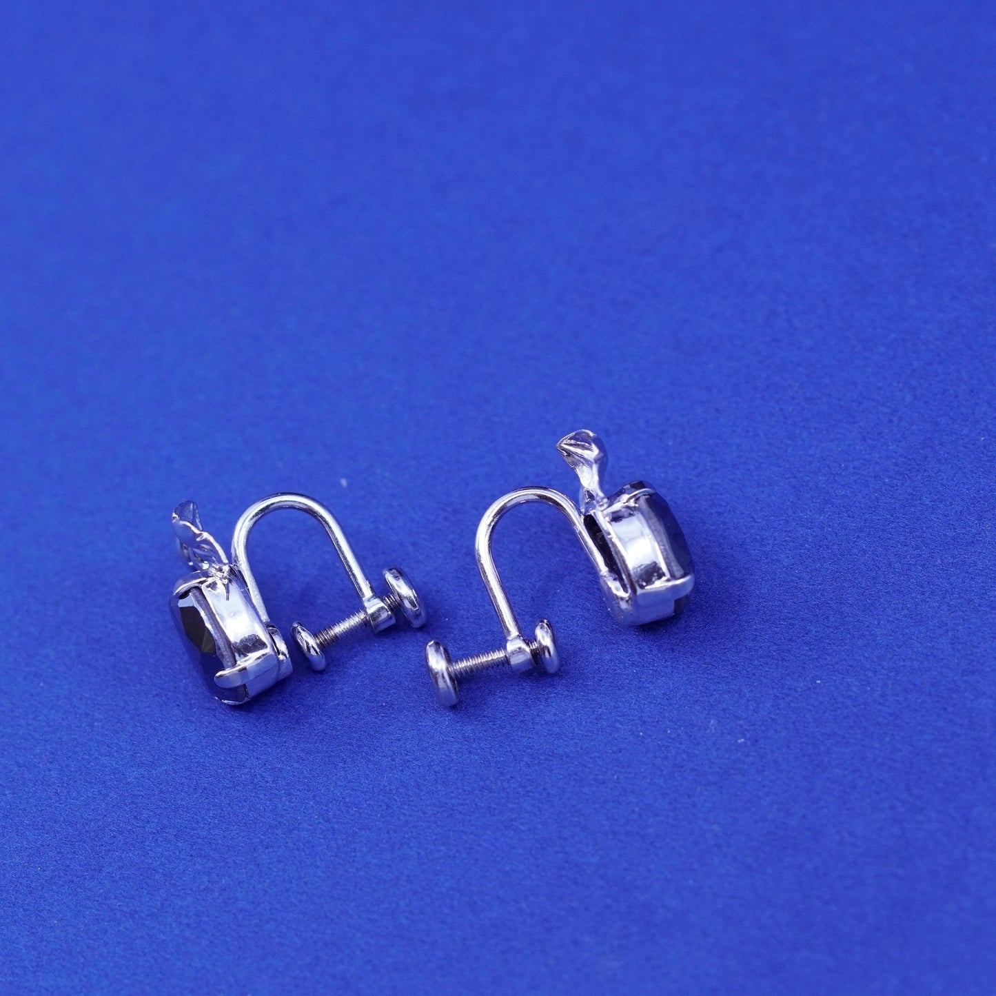 Vintage Art Deco Sterling 925 silver screw back earrings with hematite