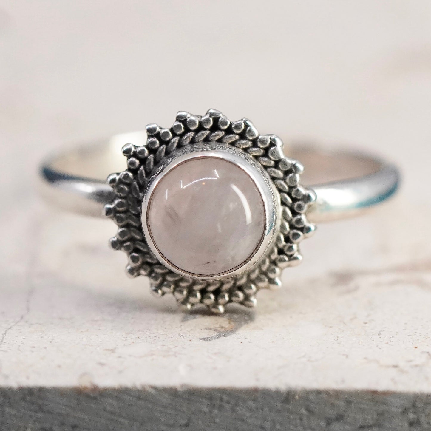 Size 9.5, vintage Sterling silver handmade ring, 925 band with moonstone