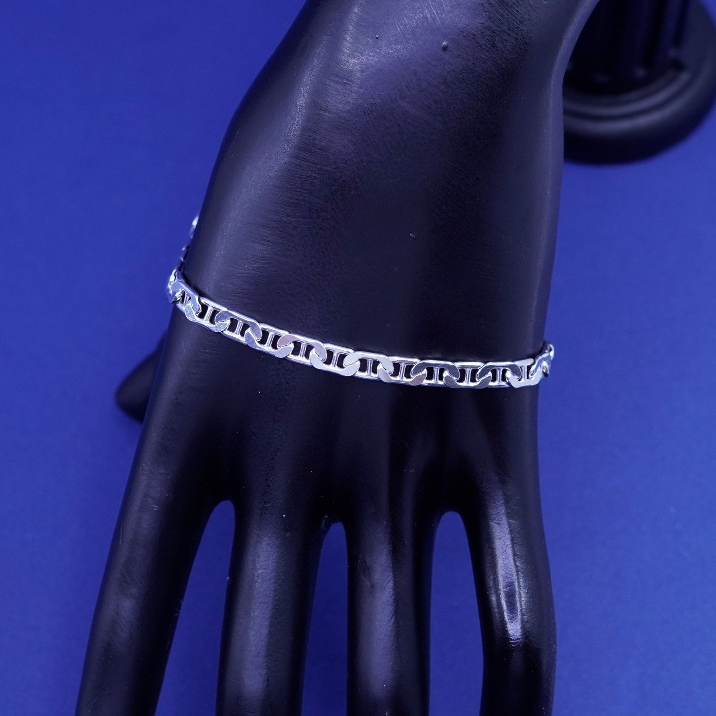 8”, 6mm, vintage Sterling 925 silver anchor bracelet, chain