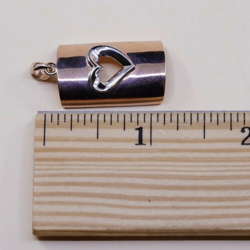 Vintage Vermeil Rose Gold sterling silver pendant, 925 Tag W/ Heart Cut Out
