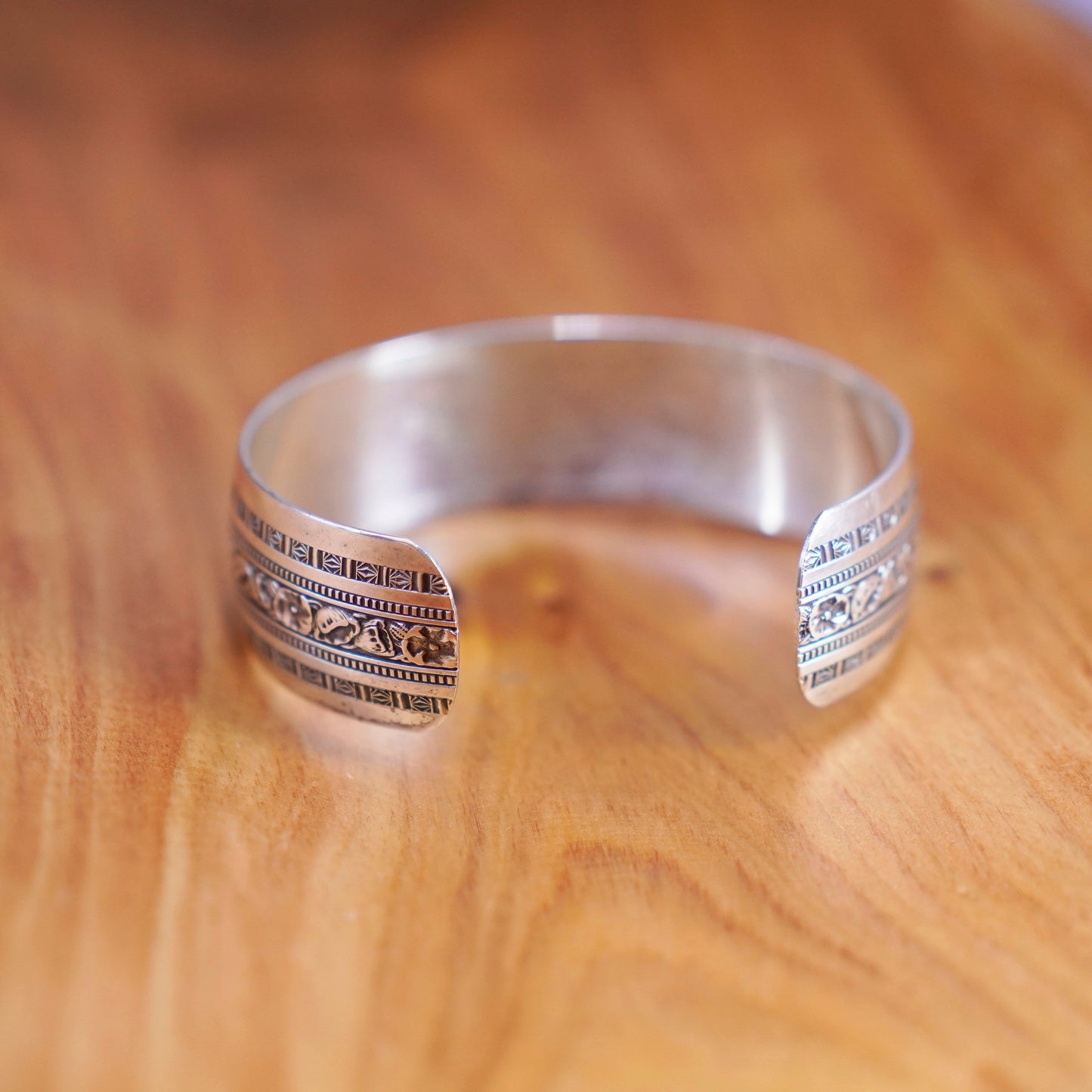6.75”, Danecraft Sterling silver handmade bracelet, textured wide 925 cuff