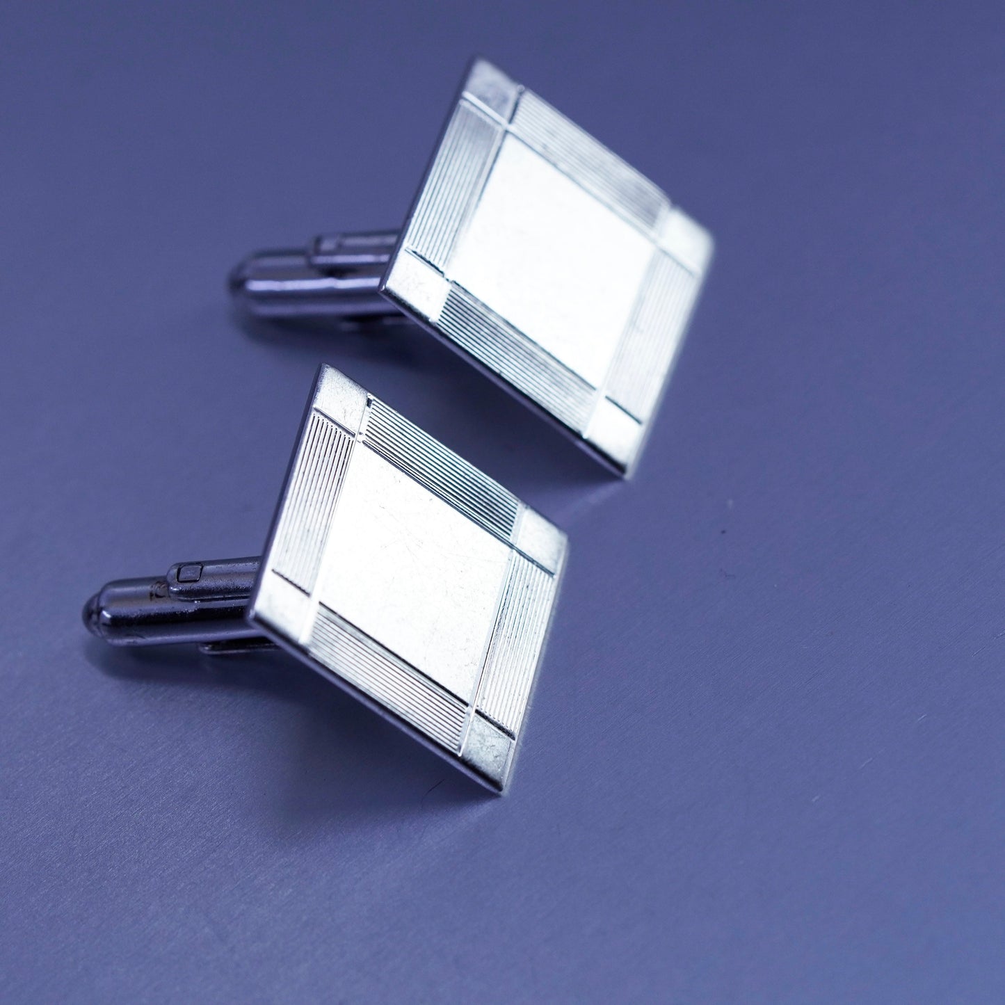 Vintage modern simple sterling silver cuff link, 925 cufflink