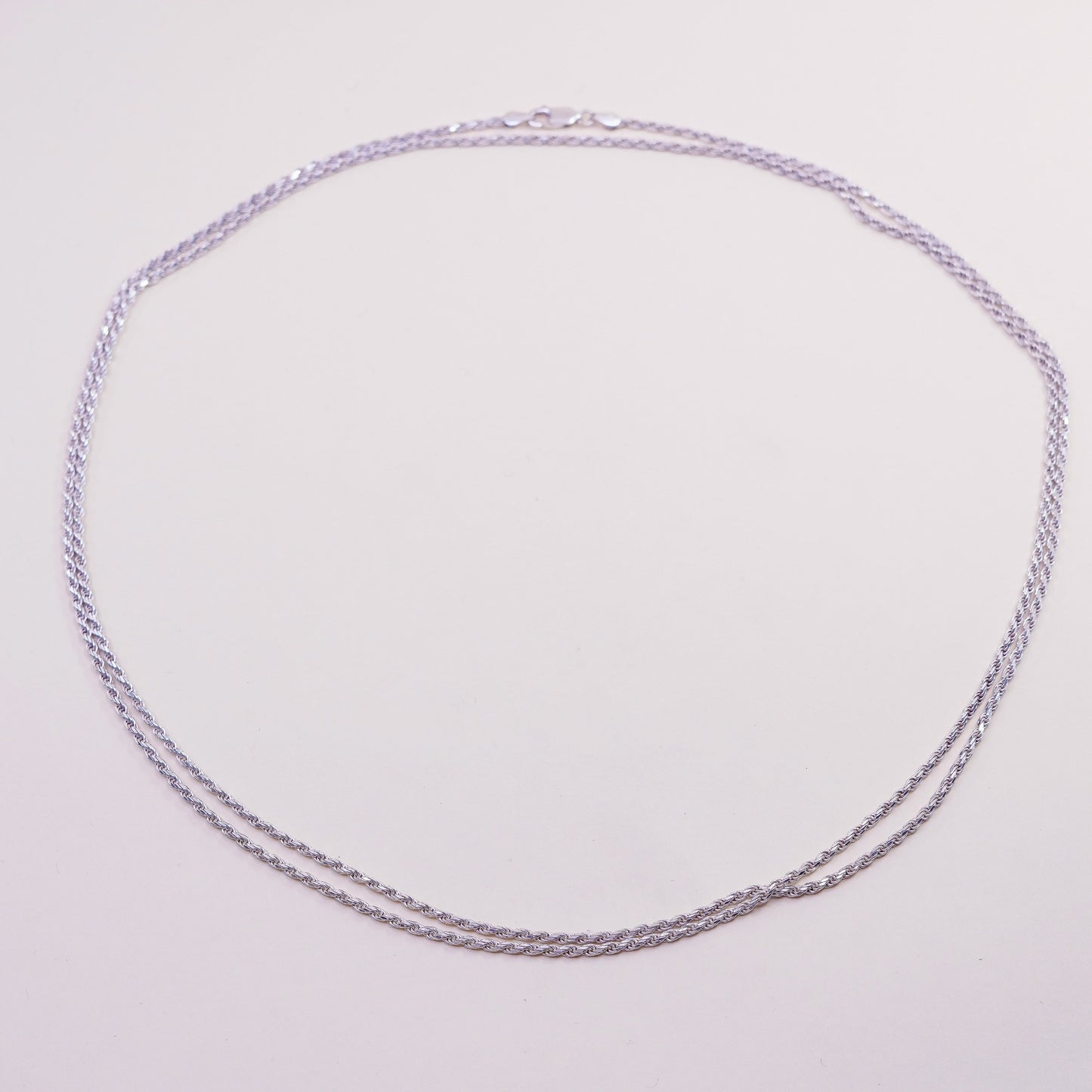48”, Vintage italy sterling silver diamond cut rope chain, Italian 925 necklace